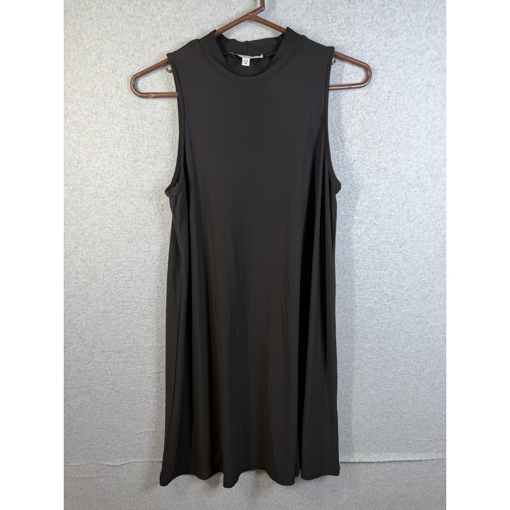 Annalee + Hope Dress Womens Medium Black Sleeveless Mock Neck Swing Jersey Knit